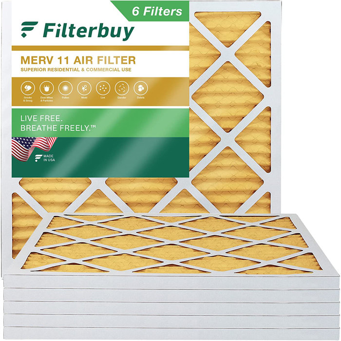 Filterbuy 25x25x1 Air Filter MERV 11, Pleated HVAC AC Furnace Filters